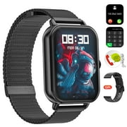 Carkira Smart Watch For Men Women IP67 Waterproof Black Steel Belt