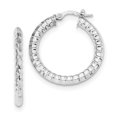 thumbnail image 1 of 14K White Gold Polished and Textured Hoop Earrings, 1 of 2
