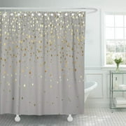 SUTTOM Accessories Golden of Stars Grey Fixtures Gold Shower Curtain 60x72 inch