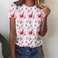 thumbnail image 2 of Otvok Ladies Tops Summer Short Sleeve Crew Neck Shirts Dressy Casual Blouses for Women, 2 of 6