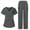 *Gray, variant on VBVC Women's 2 Piece Color Block Scrub Set,V-Neck Scrub Top and Cargo Pants,Ladies Brethable Nursing Uniform with Pockets,Purple,S-2XL