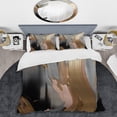 thumbnail image 2 of Designart "Vibrant Swirls Gold and Pink IV" Abstract Marble Bedding Covert Set - Modern Gold Abstract Bed Set With 2 Shams, 2 of 6