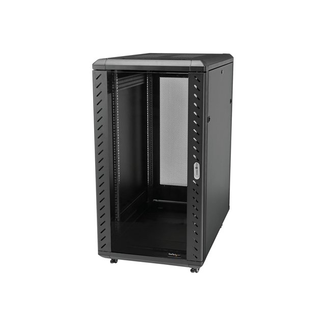 StarTech.com 32U 19 Pouces Armoire de Serveur, Profondeur Réglable 6-32 Pouces, Verrouillable 4-Pots Réseau/données/équipements AV avec Porte en Verre et Roulettes, Pack Plat, Capacité 1763lb/800kg - Armoire de Serveur Autoportante (RK3236BKF) - Armoire de Rack - 4-Pots - sur Pied - Noir - 32U - 19 Pouces