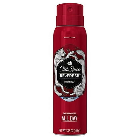 Old Spice Wild Collection Re-Fresh Mens Deodorant Body Spray, Wolfthorn - 3.75 Oz , 6 Pack