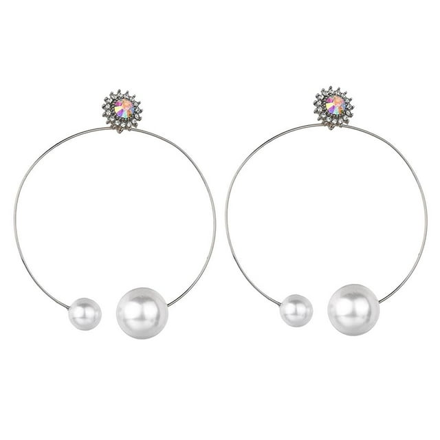 Pendientes de aro grandes Yuyangstore de aleación de cobre antialérgicos para mujer Plata