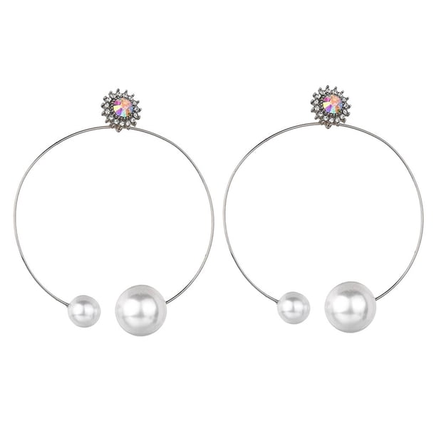 1 par de pendientes de cristal de de imitación, pendientes de mujer, joyería para mujeres y niñas Plata