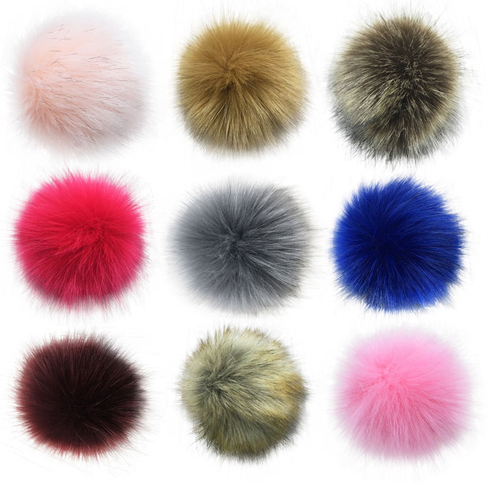 16 Pieces Faux Fur Pom Poms Balls Set Assorted Combo Pom Poms Set for DIY  Hats Keychains Gloves Handbag Kids School Bag