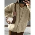 thumbnail image 2 of Womens Button Up Cardigan Sweaters Long Sleeve Crew Neck Fall Soft Knit Loose Sweater Tops Khaki L, 2 of 5