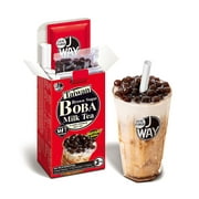 Instant Boba Bubble Pearl Milk Tea Kit with Authentic Brown Sugar Tapioca Boba, Ready in Under One Minute, Paper Straws Included - 3 Servings