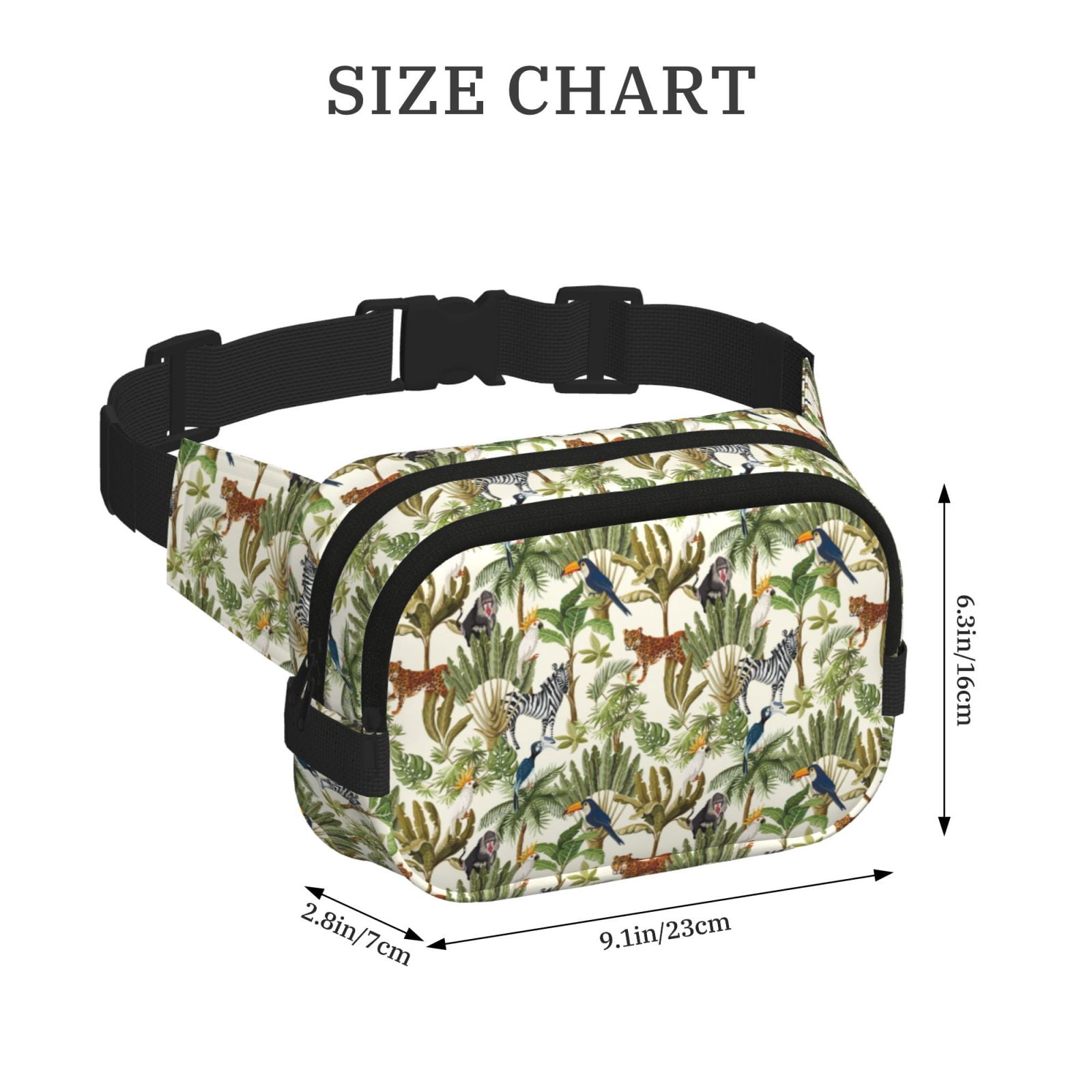 Kuqiui Jungle Animals Print Fanny Packs for Women Cross Body Waist Bag Fashionable Fanny Pack Designer Workout Hiking Waist Pack Running Travel Gym
