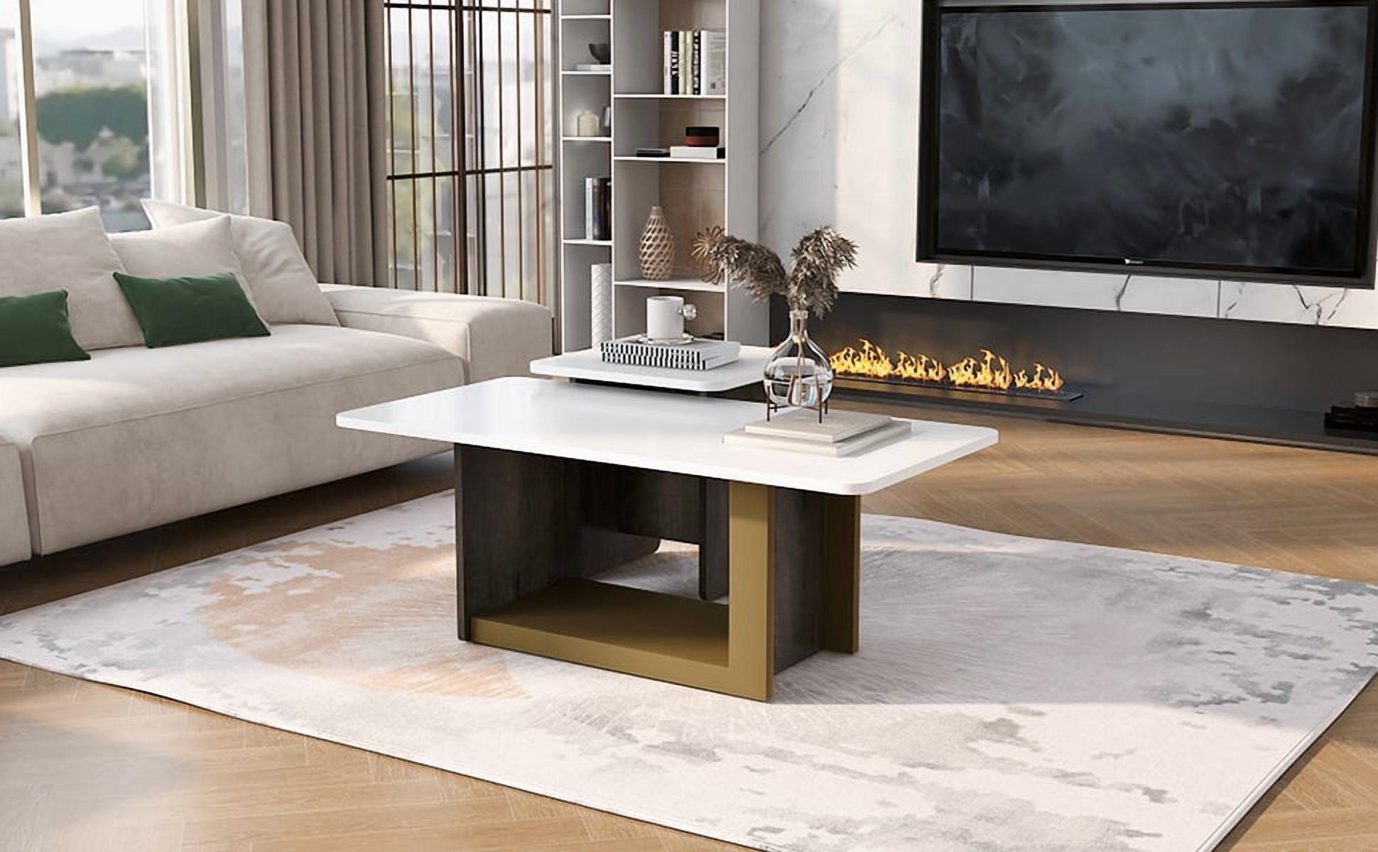 Euroco Modern Light Luxury Coffee Table Set of 2, Small Square Coffee End Table with Spacious Top, Center Table for Living Room