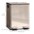 thumbnail image 3 of HOMCOM Dual Trash Can, 2 x 20 Liter Garbage Can with Soft Close Lid, Gold, 3 of 10