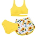 thumbnail image 3 of Girls Swimsuit Bikini Set 3 Piece Tropical Print Bathing Suit with Shorts Teen Girl's Swimwear for 7-16 Years, 3 of 8