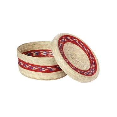 Artisanal Tortilla Warmer Palm Leaf Natural/Red 602932
