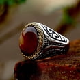 thumbnail image 5 of Anillo de ojo de tigre marrón ovalado vintage punk, acero inoxidable, joyería gótica de moda para hombres, anillos de animales de motorista para cócteles, 5 of 5