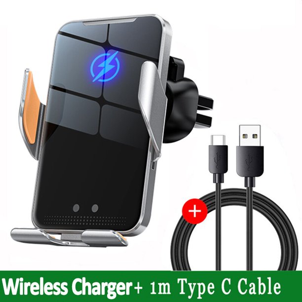 Cargador inalámbrico de 100W para coche, soporte de teléfono para iPhone 14, 13, 12, 11, Samsung, Xiaomi, inducción infrarroja, carga rápida"Black with cable" Fivean Soporte para teléfono de coche