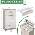 thumbnail image 2 of Merluxy 5-Drawer Chest with Glass Tabletop, Storage Dresser Organizer with Inside Mirror & Lift Top Dresser for Bedroom, Cream&Grey, 2 of 6