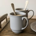 thumbnail image 6 of over&back Rim Stoneware Coffee Mugs - 4-Piece Mug Set - Enjoy the Perfect Cup of Coffee, Tea, Latte, and More - Semi-Matte Charcoal - 16oz, 6 of 10