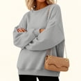thumbnail image 6 of WULMLEO Womens Sweatshirt Long Sleeve Color Block Fleece Hoodies Fall Casual Crewneck Pullover Tunic Tops 2025 Light Gray 2XL, 6 of 6