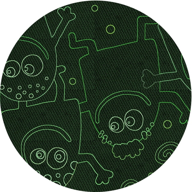 Ahgly Tapis Rond Lavable en Machine Intérieur Transitionnel Vert Émeraude Profond, 8 Pieds Rond