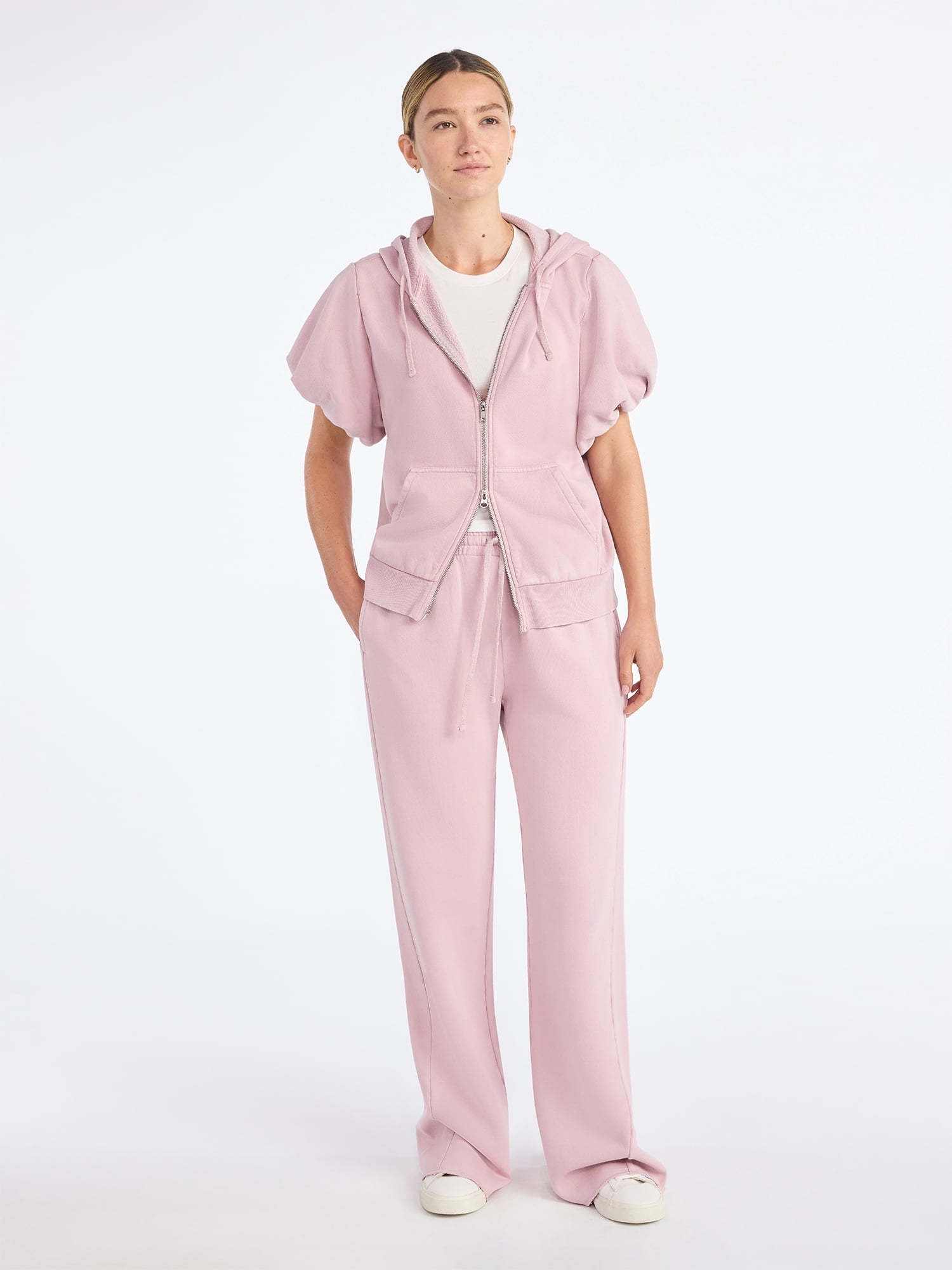 Scoop Women’s and Women's Plus Mineral Washed Fleece Flare Leg Sweatpants, Sizes XS-4X