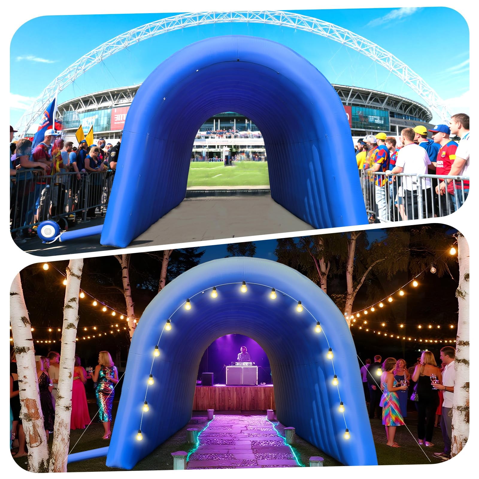 Inflatable Sports Tunnel Entrance 20x10x10FT Blue, One Air Blower – Event Inflatable Tunnel Tent for Team Intros, Business Promotion, Trade Shows, Advertising & Exhibitions