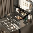 thumbnail image 4 of Kreppo Makeup Station with Electrical Outlets,Dressing Tables with Customizable Vanity Mirror, Drawers and Comfort Stool, Black, 4 of 6