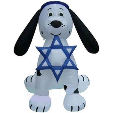 7' Inflatable Hanukkah Dalmatian Puppy Dog Holding the Star of David Yard Decoration Y106