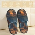 thumbnail image 2 of Balery Cowboy Boots Under Starry Sky Pantuflas de Casa de Felpa Silenciosas con Diseño Estampado, Zapatillas Cómodas Antideslizantes de Algodón para Interior-Medium, 2 of 8