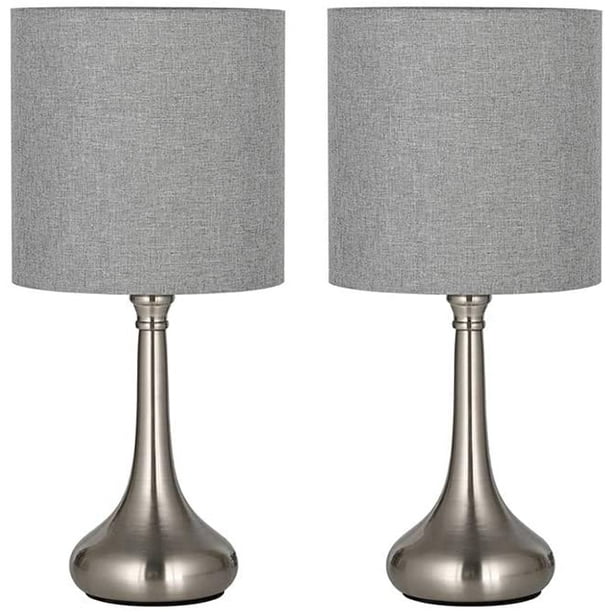 Silver Table Lamps Small Nightstand, End Table Lamps Set Of 2