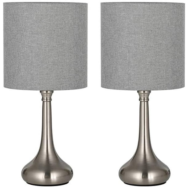Silver Table Lamps Small Nightstand Set Of 2 Gray Shades Com Silver Table Lamps Small Nightstand, End Table Lamps Set Of 2