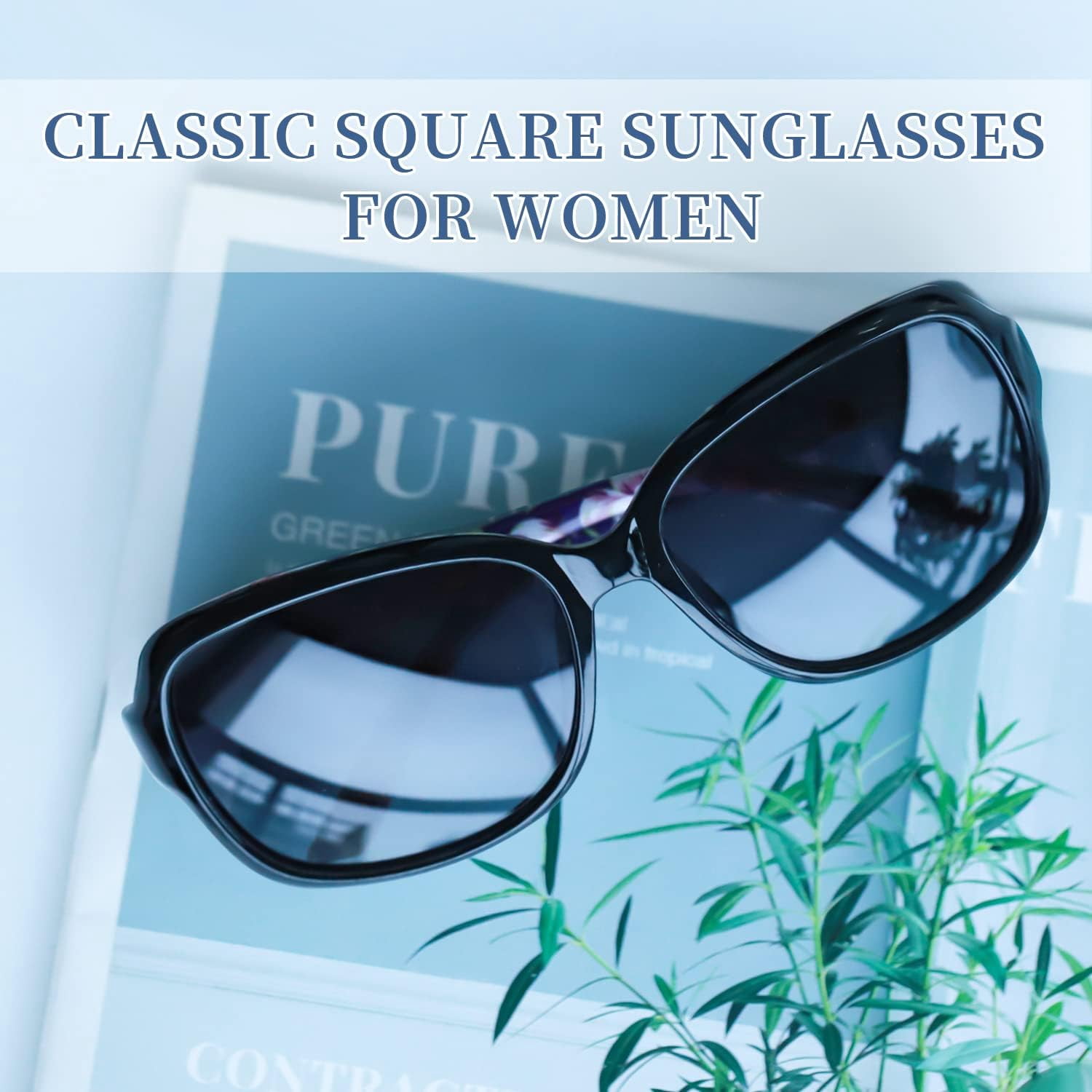 SIPHEW Polarized Sunglasses Womens, Classic Square Sun Glasses for women with UV Protection Wrap Shades