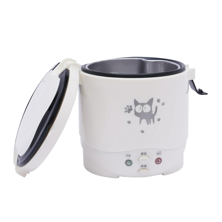 Mini Rice Cooker Portable White 1L Travel Rice Cooker Steamer w/Measuring  Cup