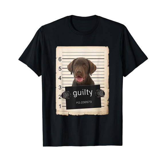 Chocolate lab Labrador Dog mug shot bad dog Black T-Shirt