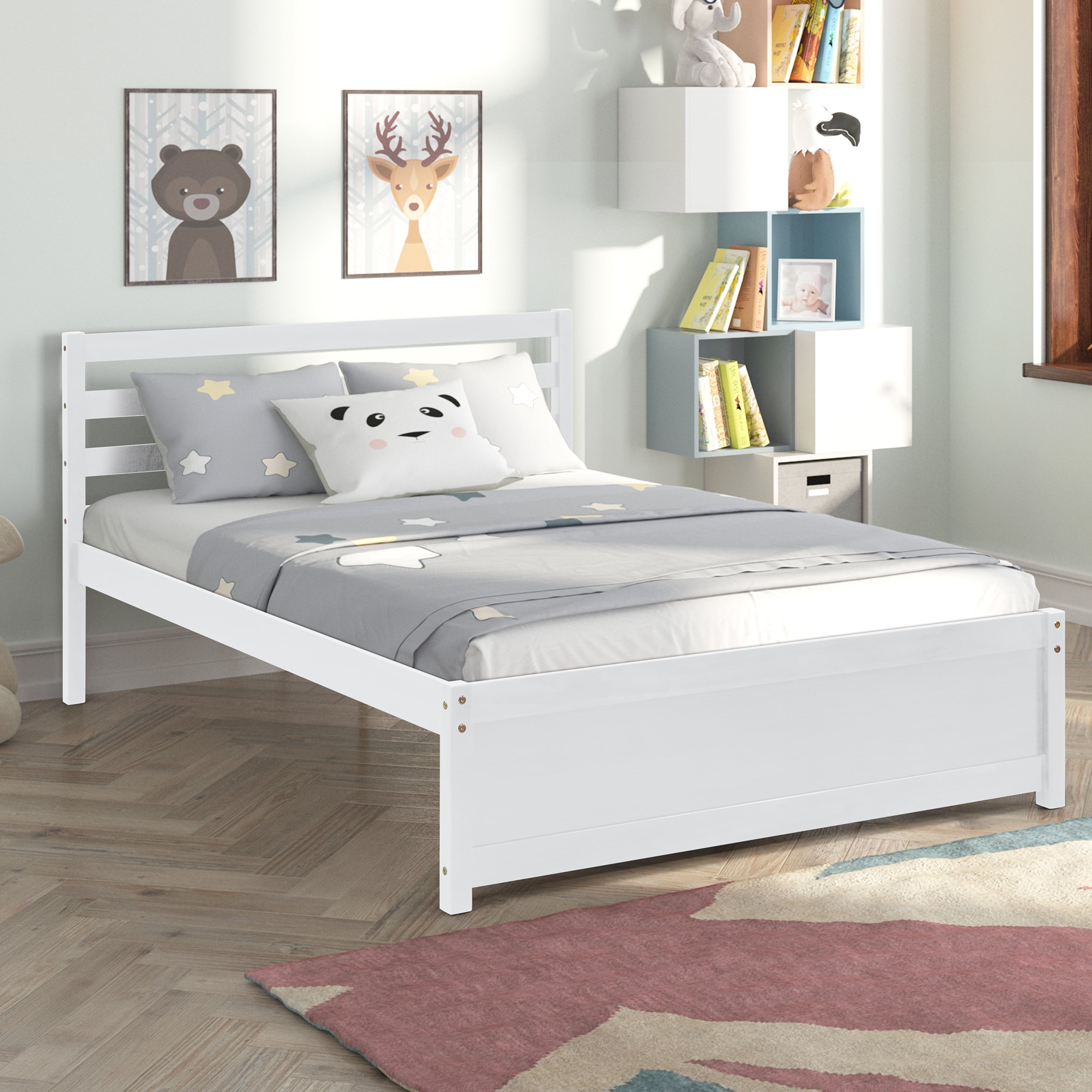 uhomepro Wooden Platform Bed Frame No Box Spring Needed, Full Size Bed