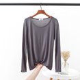 thumbnail image 2 of Autumn V Neck Tshirt Long sleeves Soft comfortable T-shirt Solid color Basic Bottoming Tee Tops O Neck undershirt, 2 of 5