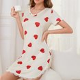 thumbnail image 5 of Oplxuo Heart Print Short Nightgowns for Women Loose Crewneck Sleepwear Short Sleeve Comfy Sleep Dress Nightshirt, 5 of 7