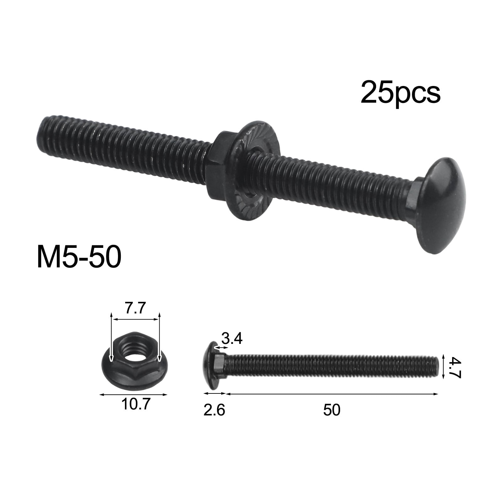 25-Pack M5 x 30mm Stainless Steel Carriage Bolts & Flange Nuts for