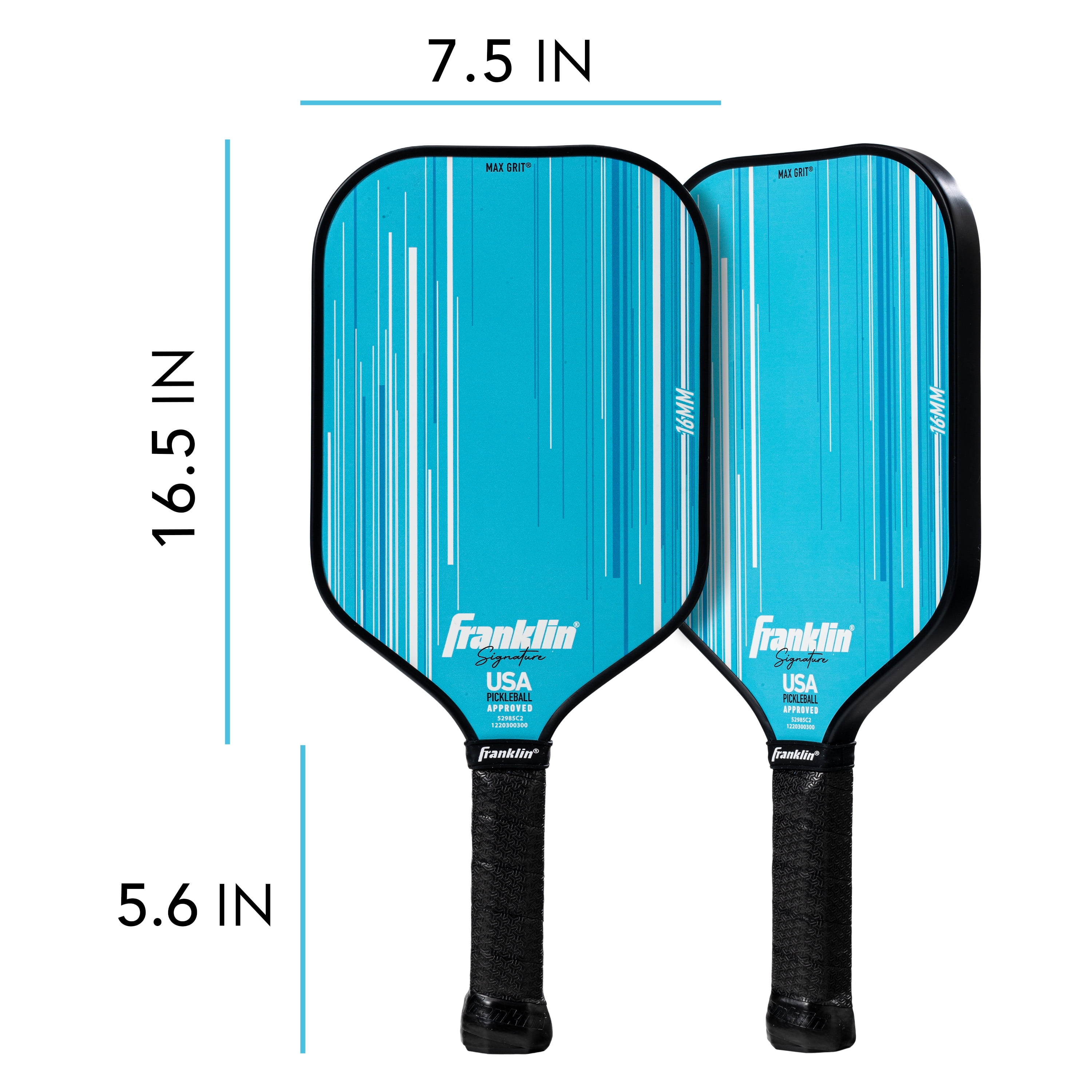 Franklin Sports Pro Signature Pickleball Paddles - 16mm Poly Core - Blue