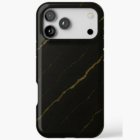 Black Marble with Gold Veins iPhone Case 17 16 15 14 13 12 11 Pro Max