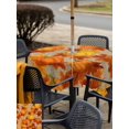 thumbnail image 4 of Outdoor Tablecloth with Umbrella Hole and Zipper, Orange Fall Square Table Cloth 60x60 Inch Waterproof Tablecloth, Pumpkins Thanksgiving Maple Leaf Rustic Picnic Table Cover for Patio Camping, 4 of 7