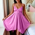thumbnail image 2 of Chemise Nightgowns for Women Zaewscy Women's Casual Summer Short-style Lace Knee-length Nightgown With Bow Decoration Pink Free Size, 2 of 9