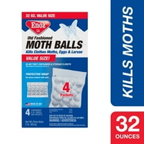 Enoz Old Fashioned Moth Balls, Naphthalene Balls, Single-Use Packets, 8 oz, 4 Pack