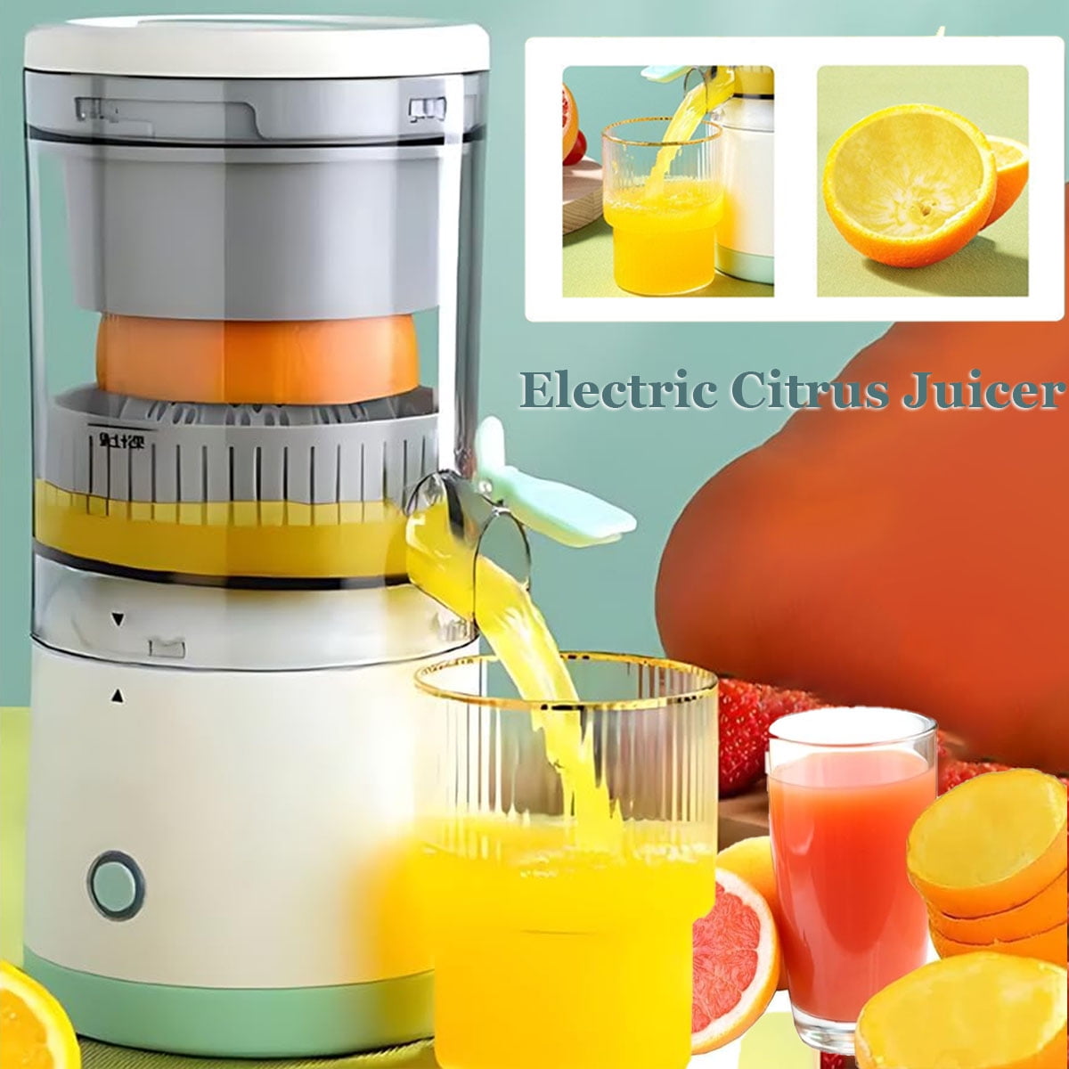 Yiliangx Portable Citrus Juicer,Orange Juicer Machine, Wireless Electric Citrus Juicer for Orange, Lemon, Grapefruit,7.2V