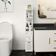thumbnail image 2 of Naierhg Bathroom Cabinet, Small Bathroom Storage Cabinet, Over The Toilet Storage Cabinet for Skinny Bathroom Storage Corner Floor, Narrow Bathroom Cabinet with Paper Dispenser, 2 of 15