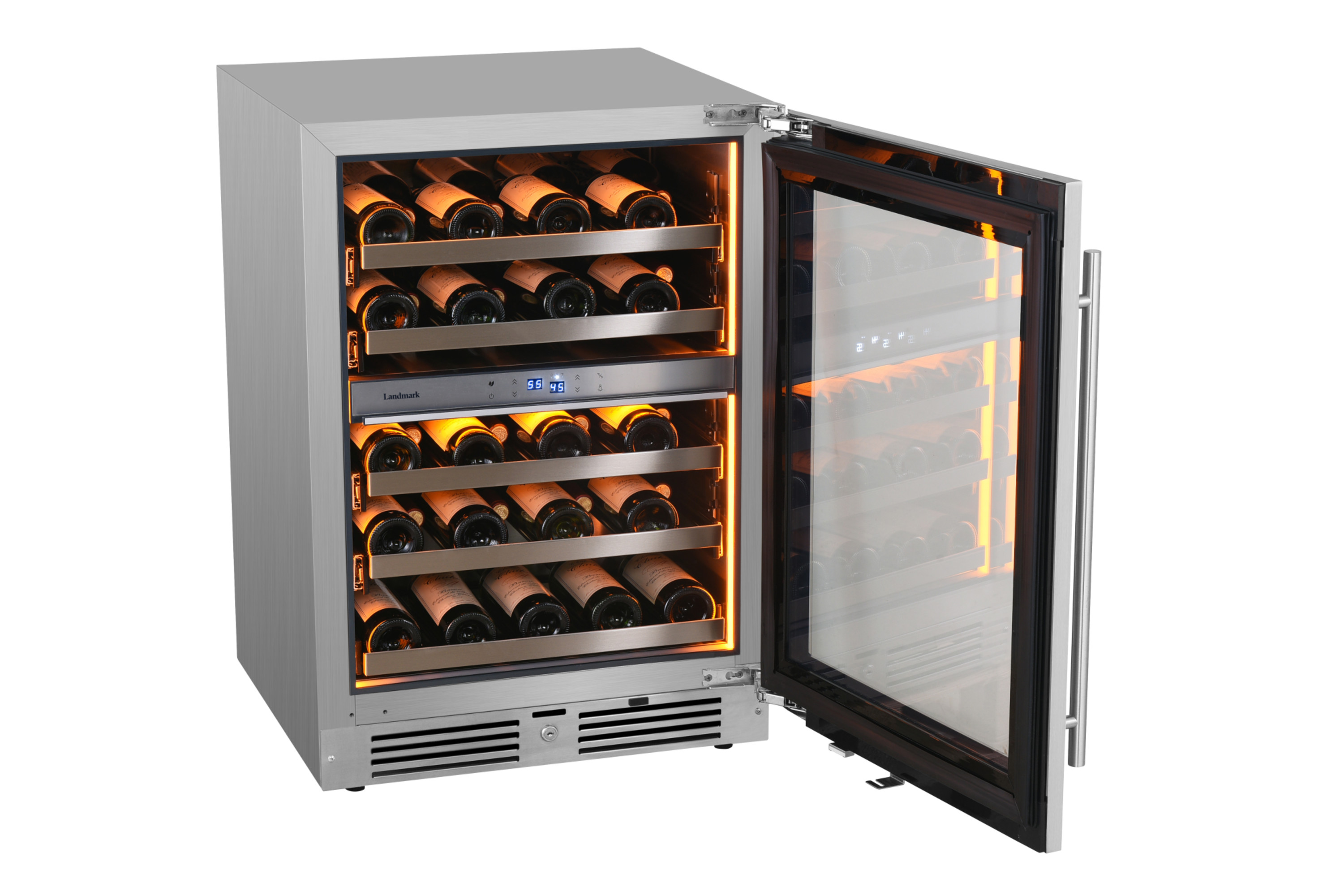 Landmark L3024UI2W-RH 37 Bottle Dual Zone Stainless Steel Door Beverage Refrigerator