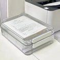 thumbnail image 4 of Dujiujun File Storage Box Plastic Snap-On Design Stackable Transparent Document Storage Box Large Capacity File Organizer, 4 of 7