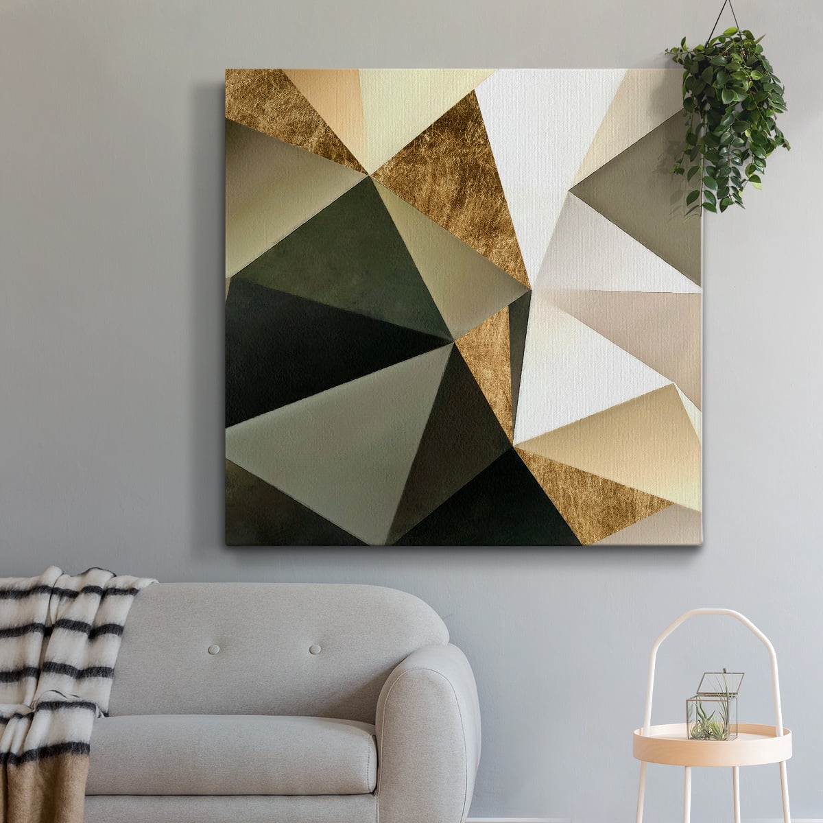 Wexford Home Gold Polygon Wall I-Premium Gallery Wrapped Canvas, 40" x 40" - Ready to Hang