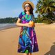 thumbnail image 4 of Easygdp Neon Free Play para Vestido Transpirable de Mujer, Vestido Suelto de Manga Corta con Pliegues y Bolsillos para el Verano, 4 of 6
