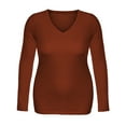 thumbnail image 2 of Emmalise Women's Casual Basic V-Neck Tshirt Long Sleeves Tee Top - Junior and Plus Sizes, 2 of 2